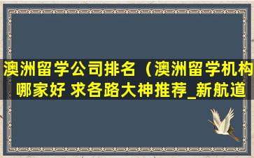 澳洲留学公司排名（澳洲留学机构哪家好 求各路大神推荐_新航道前程留学）